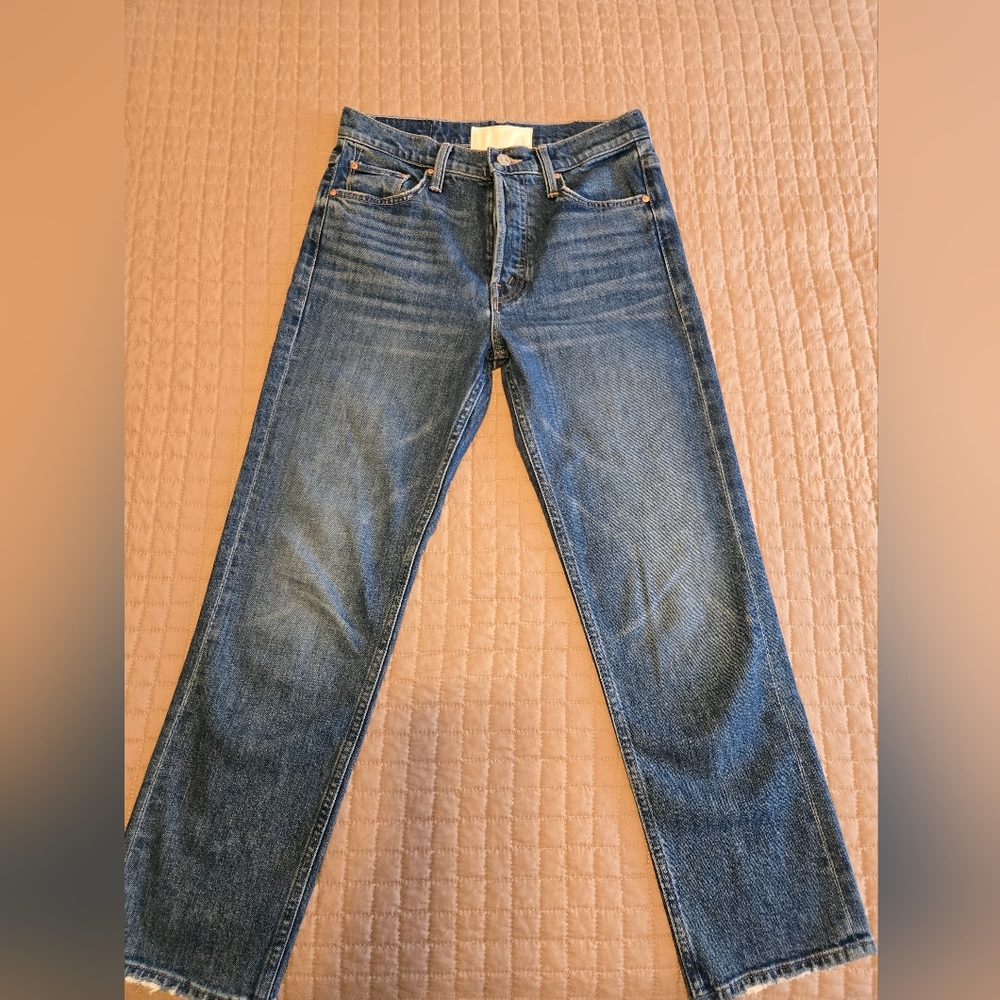 MOTHER Blue Straight Leg Jeans